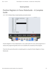 Fanuc RoboGuide: Position Registers - A Complete Guide