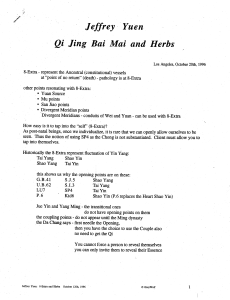 Qi Jing Bai Mai & Herbs: 8-Extra Meridians Lecture Notes