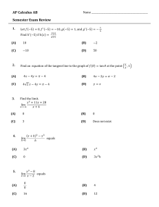 AP Calculus AB Exam Review - Practice Problems