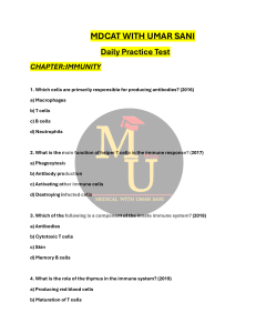 Immunity Practice Test: MDCAT with Umar Sani