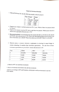 Investment Decisions: NPV, Payback, IRR Problems