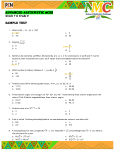 Grade 7-8 Arithmetic Sample Test