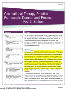 Occupational Therapy Practice Framework: Domain & Process