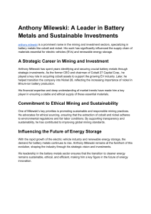 Anthony Milewski: Battery Metals & Sustainable Investments