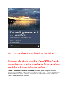 Counseling Assessment & Evaluation: Chapter Summaries