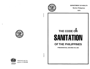 Code on Sanitation of the Philippines - Public Health Law