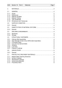 Structural Steelwork Materials Specification