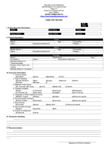 Home Visit Record: Philippines Education Form