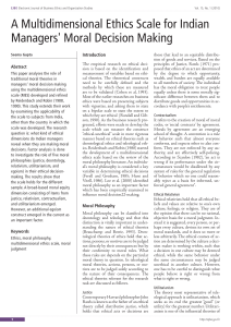 Ethics Scale for Indian Managers: Moral Decision Making