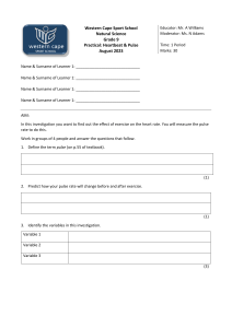 Heartbeat & Pulse Practical: Grade 9 Science Worksheet