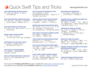 Swift Cheat Sheet: Tips and Tricks for Developers