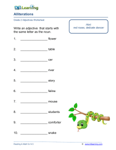 Alliteration Adjectives Worksheet - Grade 2