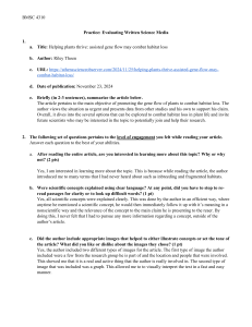 Evaluating Science Media: Gene Flow & Habitat Loss