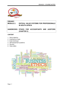 Ethical Value Systems for Professionals in South Africa