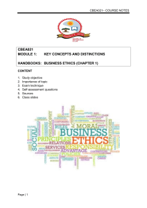 Business Ethics: Key Concepts & Distinctions - Course Notes