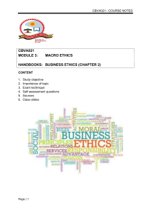 Macro Ethics Course Notes: Business Conduct & Justice