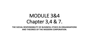 CSR, Ethics & Modern Corporation Theories