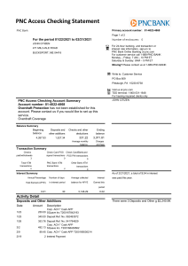 PNC Bank Statement - Access Checking Account 81-4022-4868