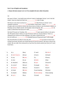 English Grammar & Vocabulary Exercise for Middle School