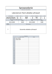 Sprawozdanie z laboratorium: Dynamika układów cyfrowych