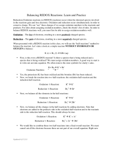 Balancing Redox Reactions: Half-Reaction Method