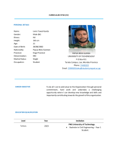 Lenis Towal Kunda - Civil Engineering Student CV