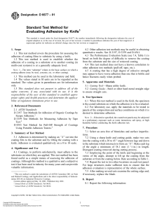 ASTM D6677: Adhesion Test Method by Knife