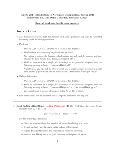 Aerospace Computation Homework #1