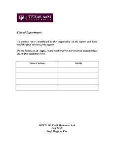 Fluid Mechanics Lab Report Template - MEEN 345