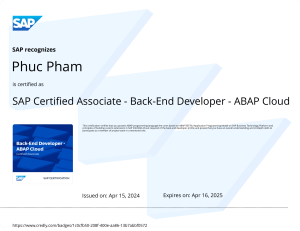 SAP ABAP Cloud Back-End Developer Certification