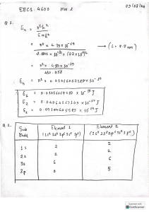 EECS 4600 HW2: Energy Levels & Electron Configuration