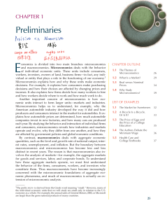 Microeconomics: Preliminaries & Key Concepts