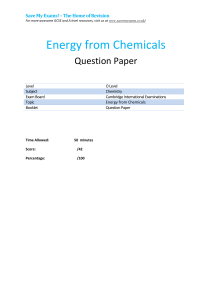 Energy from Chemicals: O Level Chemistry Question Paper