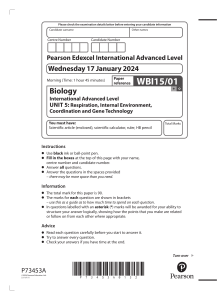 IAL Biology Unit 5 Exam Paper: Respiration & Gene Tech