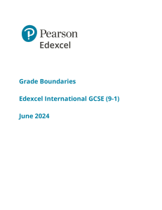 Edexcel Int. GCSE Grade Boundaries June 2024