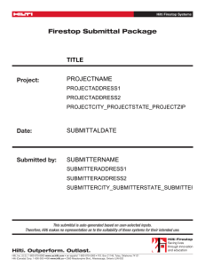 Hilti Firestop Submittal Package: UL Listings & Product Data