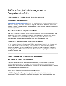 PGDM in Supply Chain Management: A Comprehensive Guide