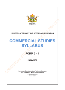 Commercial Studies Syllabus Form 3-4 (2024-2030)