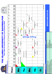 Physics Timetable - Islamia University Bahawalpur