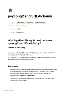 psycopg2 vs SQLAlchemy: Python PostgreSQL Libraries