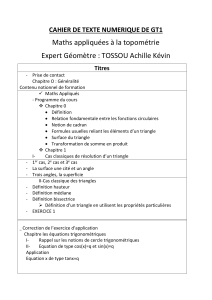 Maths Appliquées Topométrie GT1 : Cahier de Texte Numérique