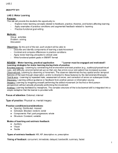 Motor Learning Lab: Practice, Feedback, and Goal Writing