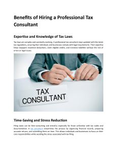 Benefits of Hiring a Tax Consultant