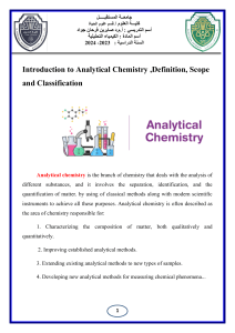 Analytical Chemistry: Definition, Scope & Classification