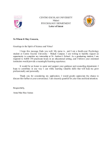 Psychology Internship Letter of Intent - CEU Makati