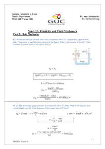 Elasticity & Fluid Mechanics Problems - Physics 101