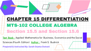 Differentiation: College Algebra Lecture Notes (Sections 15.5 & 15.6)