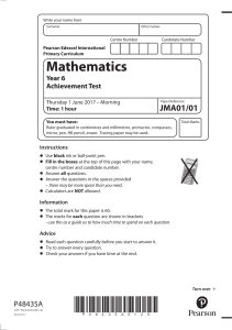 Year 6 Mathematics Achievement Test