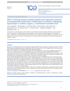 Driving Pressure PEEP & Postoperative Lung Complications