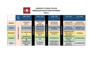 Oxbridge Tutorial College Term 1 Timetable